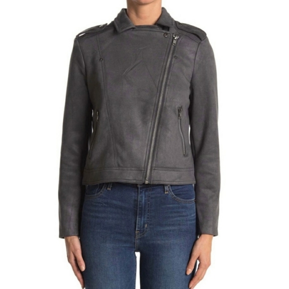 NWT Philosophy Grey Faux Suede Moto Jacket - Picture 4 of 5